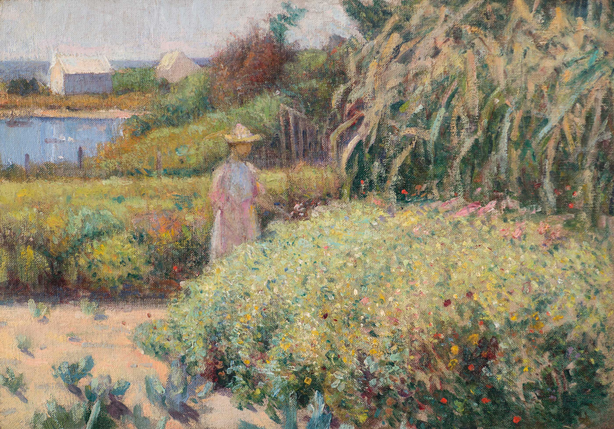 Woman in Flower Garden, Cape Ann