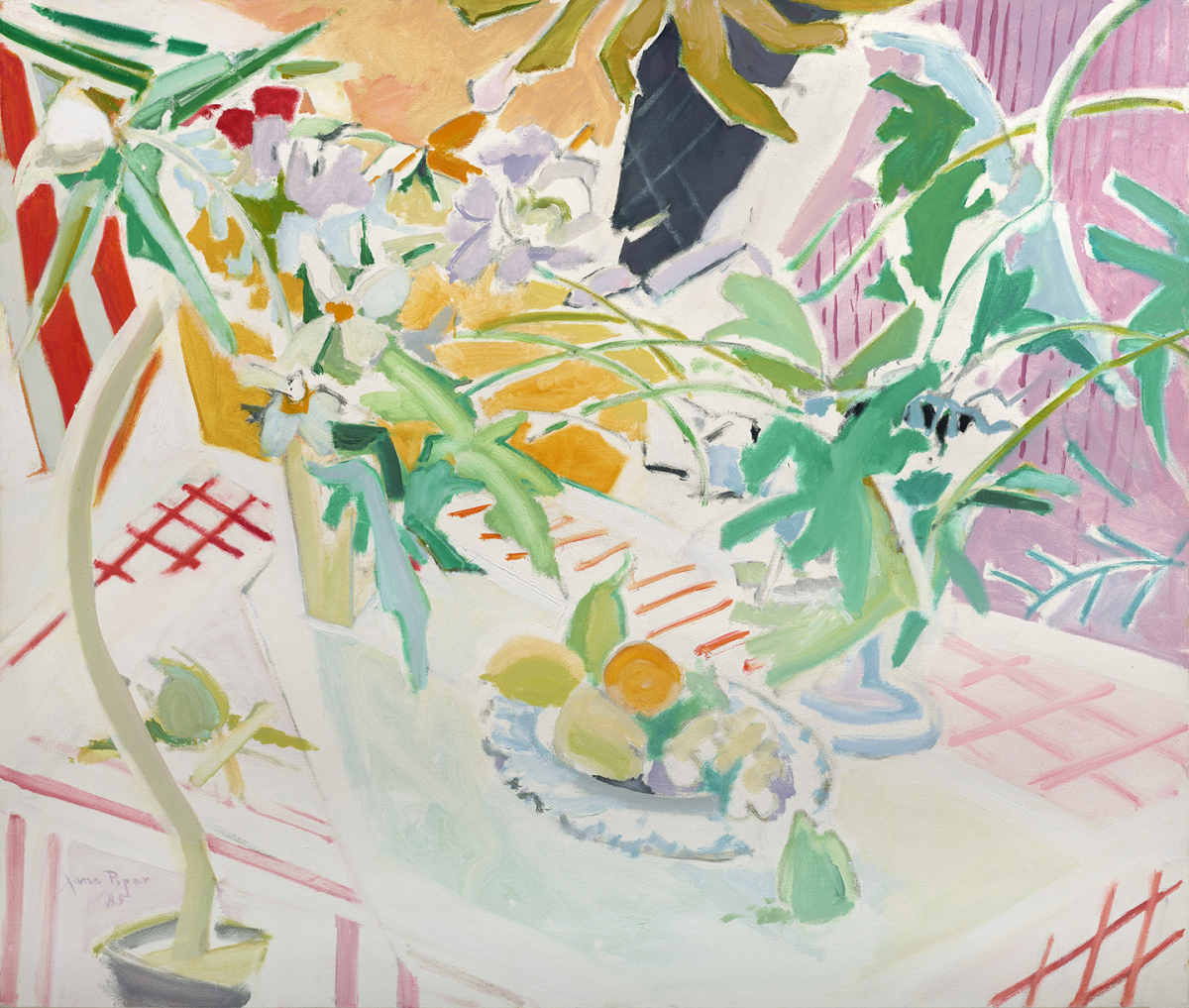 Still Life with Flowers and a Plate of Fruit, 1985