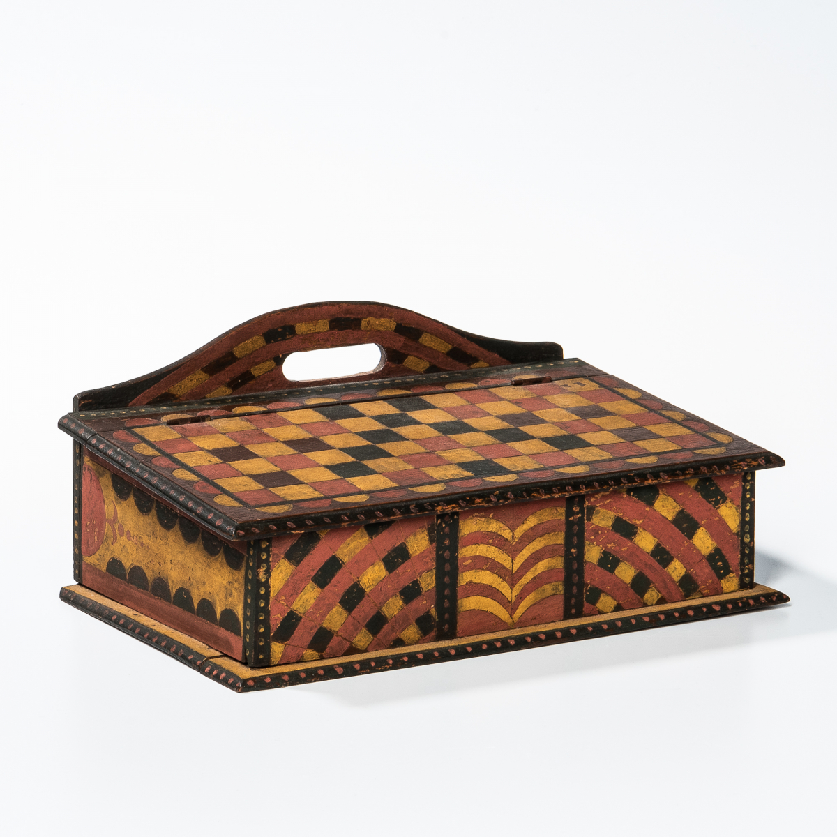 Paint-decorated Slant-lid Box Attributed to the Checkerboard Artist, probably Somerset County, Pennsylvania, second quarter 19th century