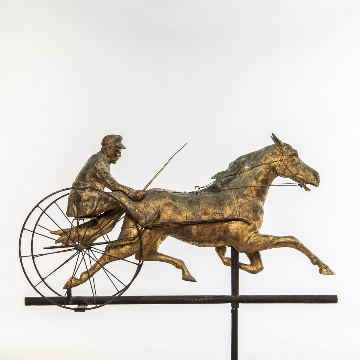 Molded and Gilded Sheet Copper Horse and Sulky Weathervane, J.L. Mott Iron Works, New York, c. 1890