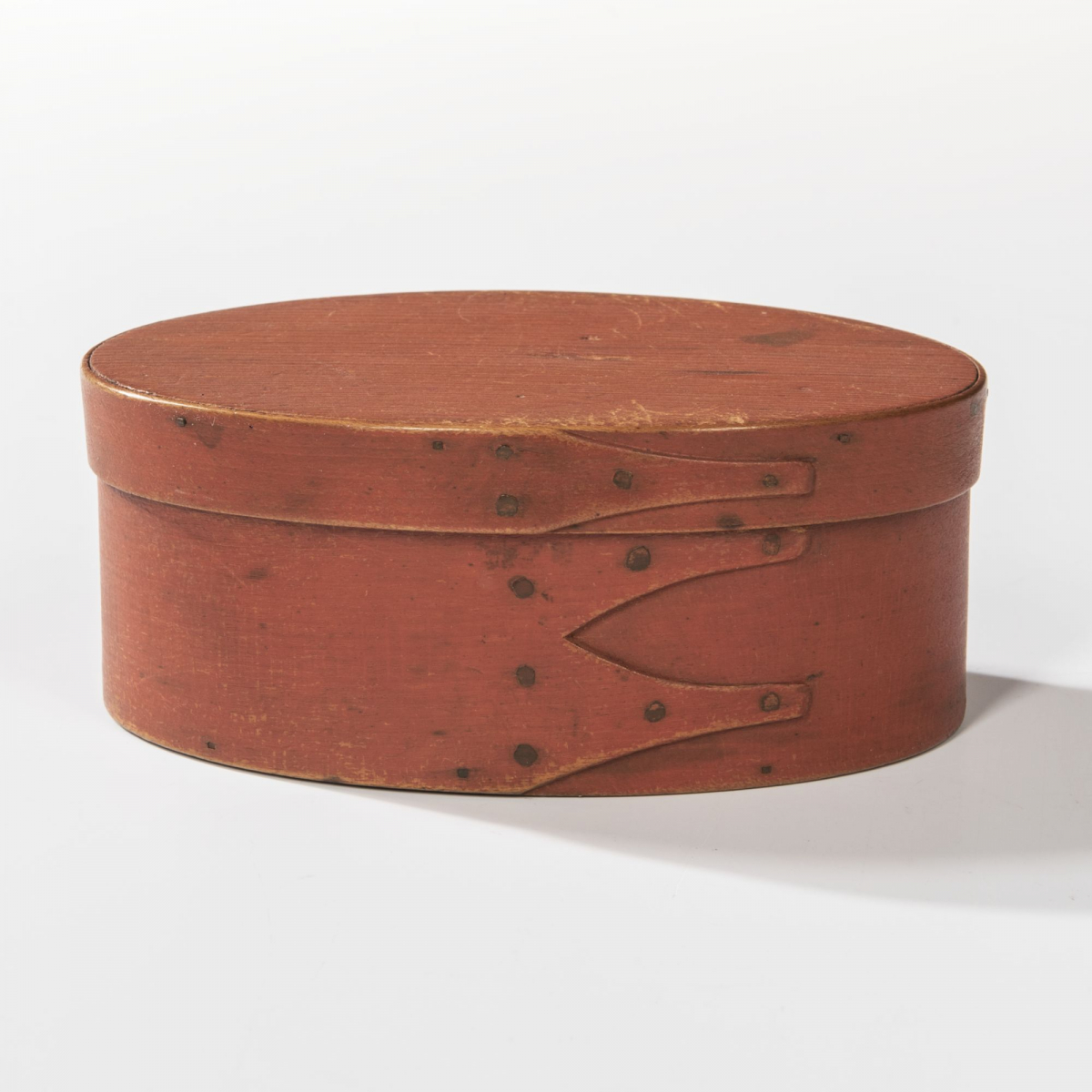 Shaker Bittersweet-painted Three-finger Oval Pantry Box, c. 1840