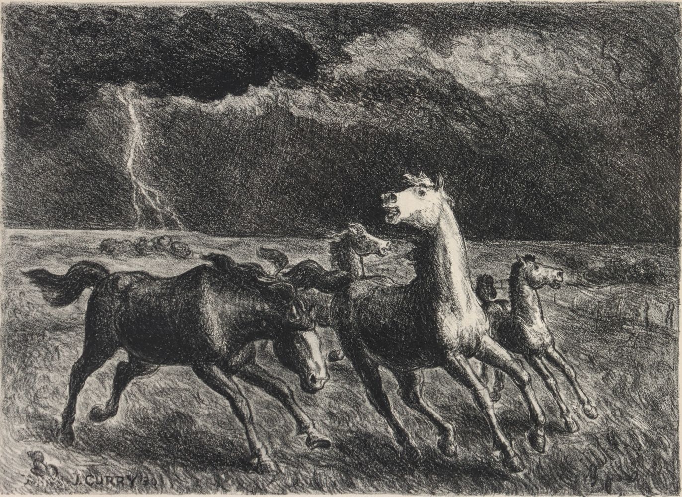 Horses Running Before A Storm (1930)