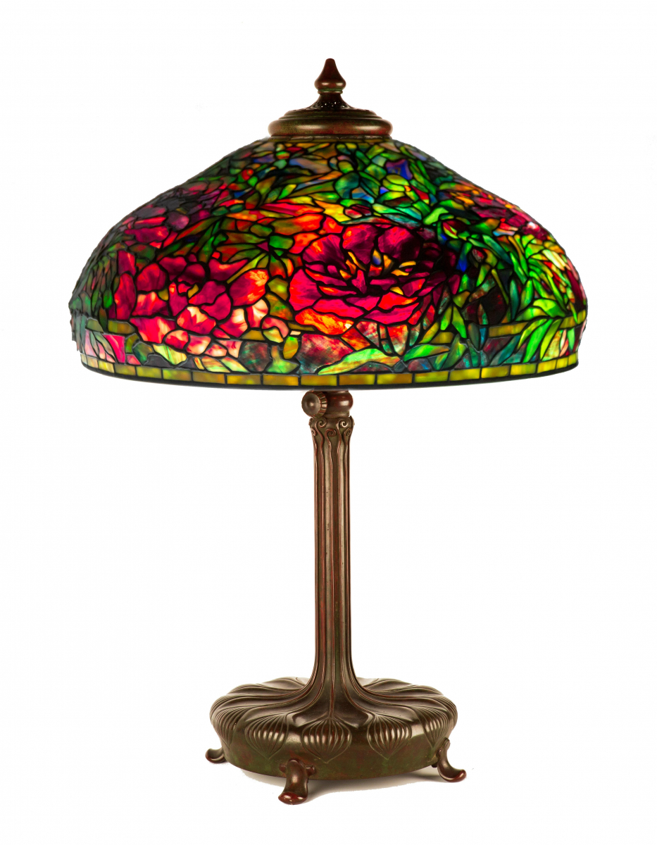 Fine & Rare "Elaborate Peony" Table Lamp