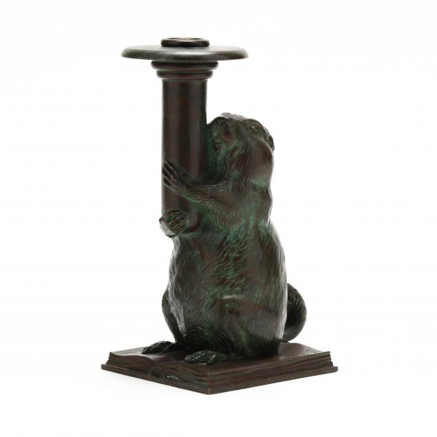 Rowfant Club Bronze Groundhog Candlestick