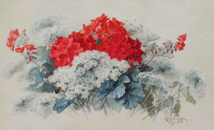 Queen Anne's Lace and Geraniums