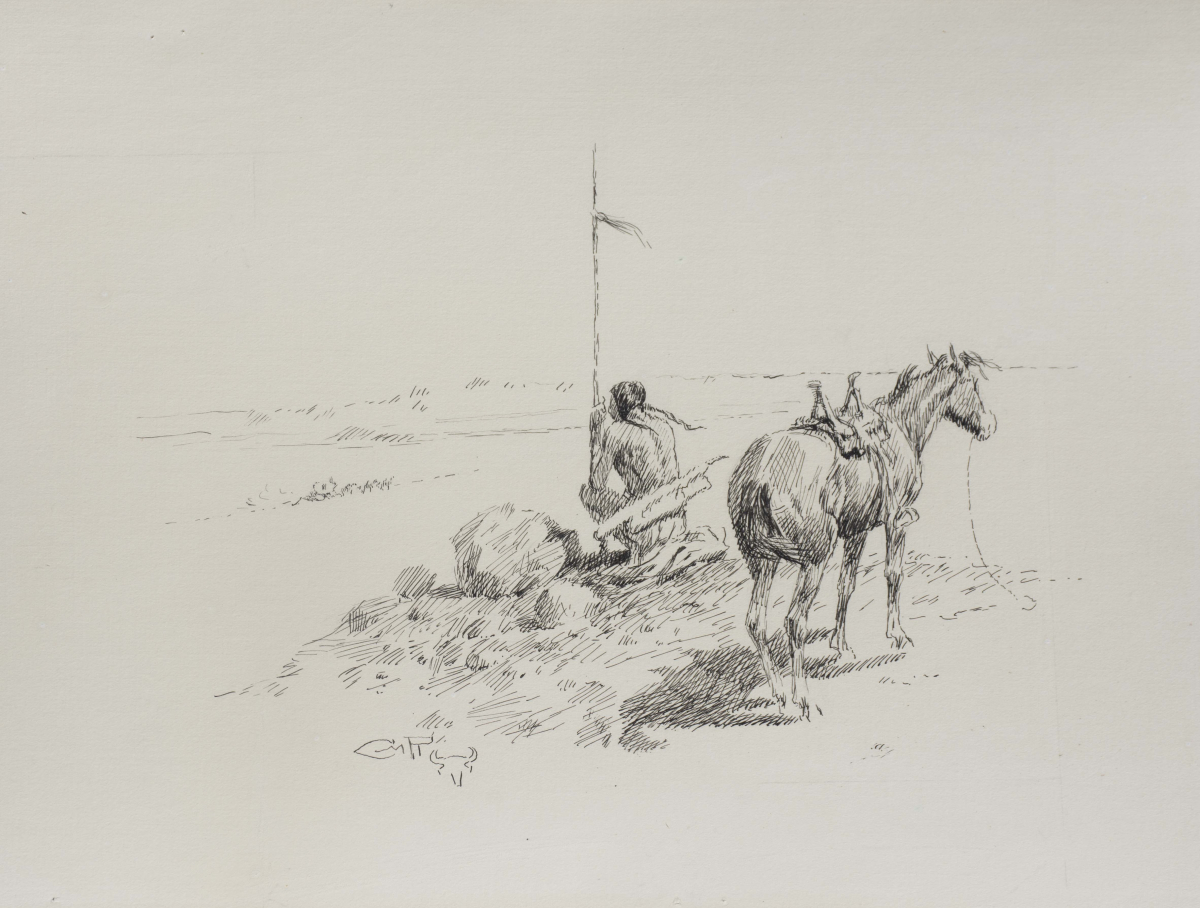 Indian Scout on a Bluff 1911
